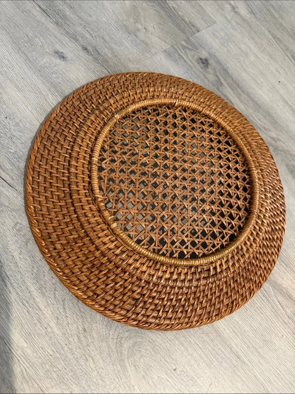 Vintage Handwoven Rattan Charger | Round Woven Placemat Tray | Boho Decor 💕